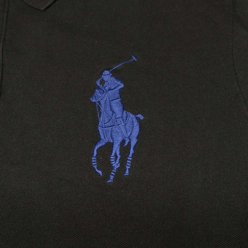 Polo Ralph Lauren Big Pony Long Sleeve Polo Shirt‎ Black With Blue Pony Men's XL - Picture 4 of 11